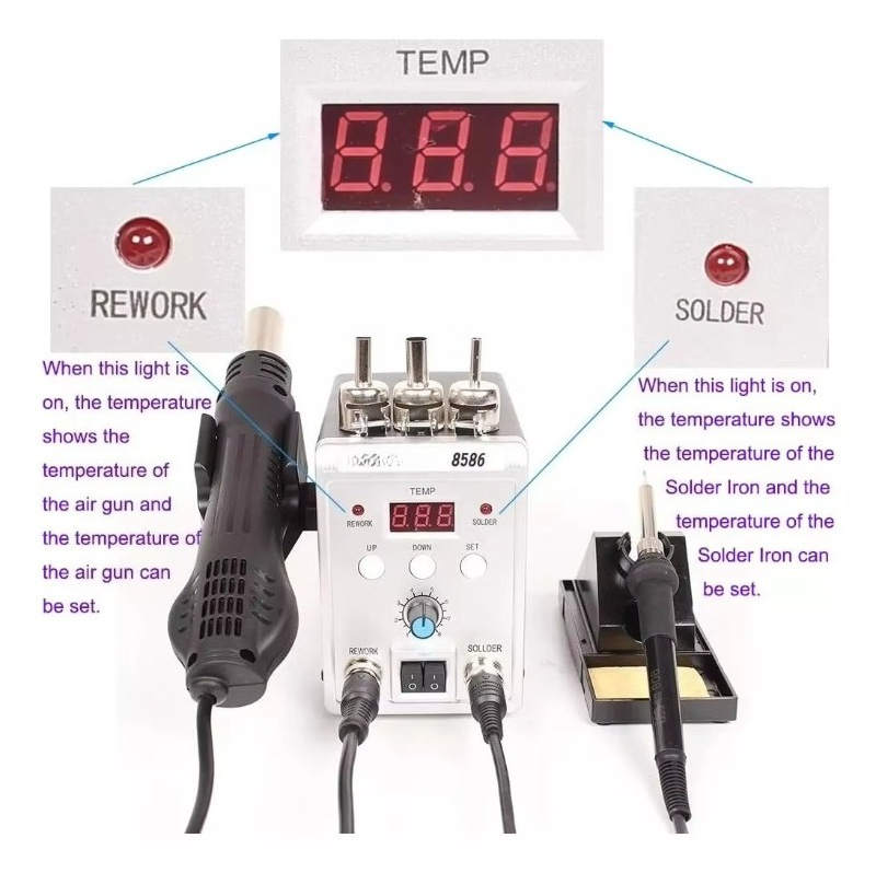 760W 8586 2 in 1 Hot Air Solde - Smd Rework Station Hot Air Soldering 2 In 1 review and price